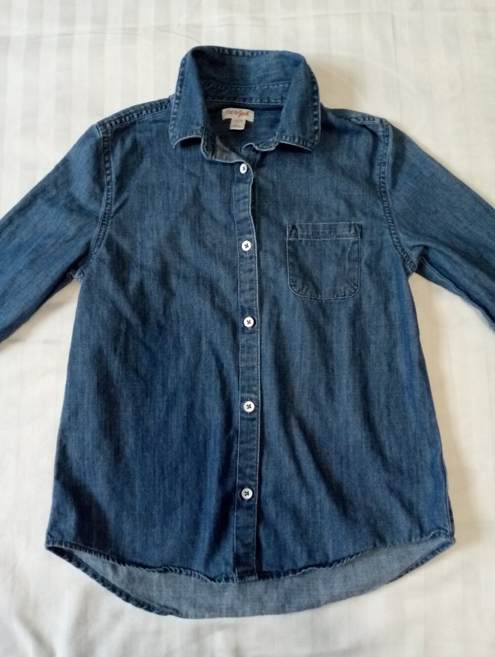 Cat & Jack Dark Blue Denim Button-Down Shirt Large 10/12